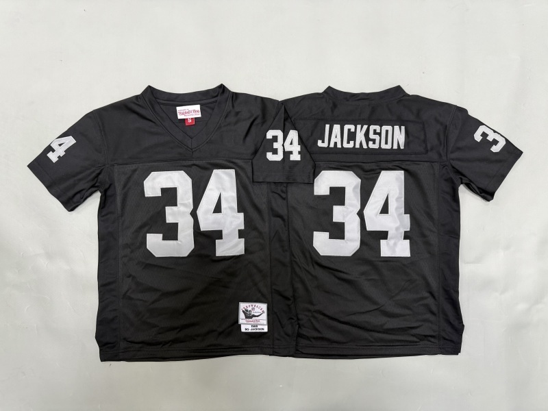 Youth Oakland Raiders #34 Jackson Black Throwback Limited Nike NFL Jersey 01
